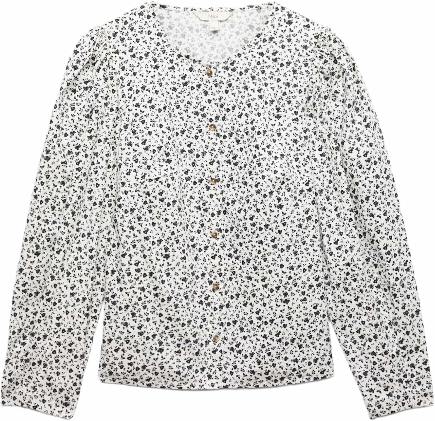 Detalle de Marks & Spencer damesblouse van puur katoen met bloemenprint en knoopsluiting