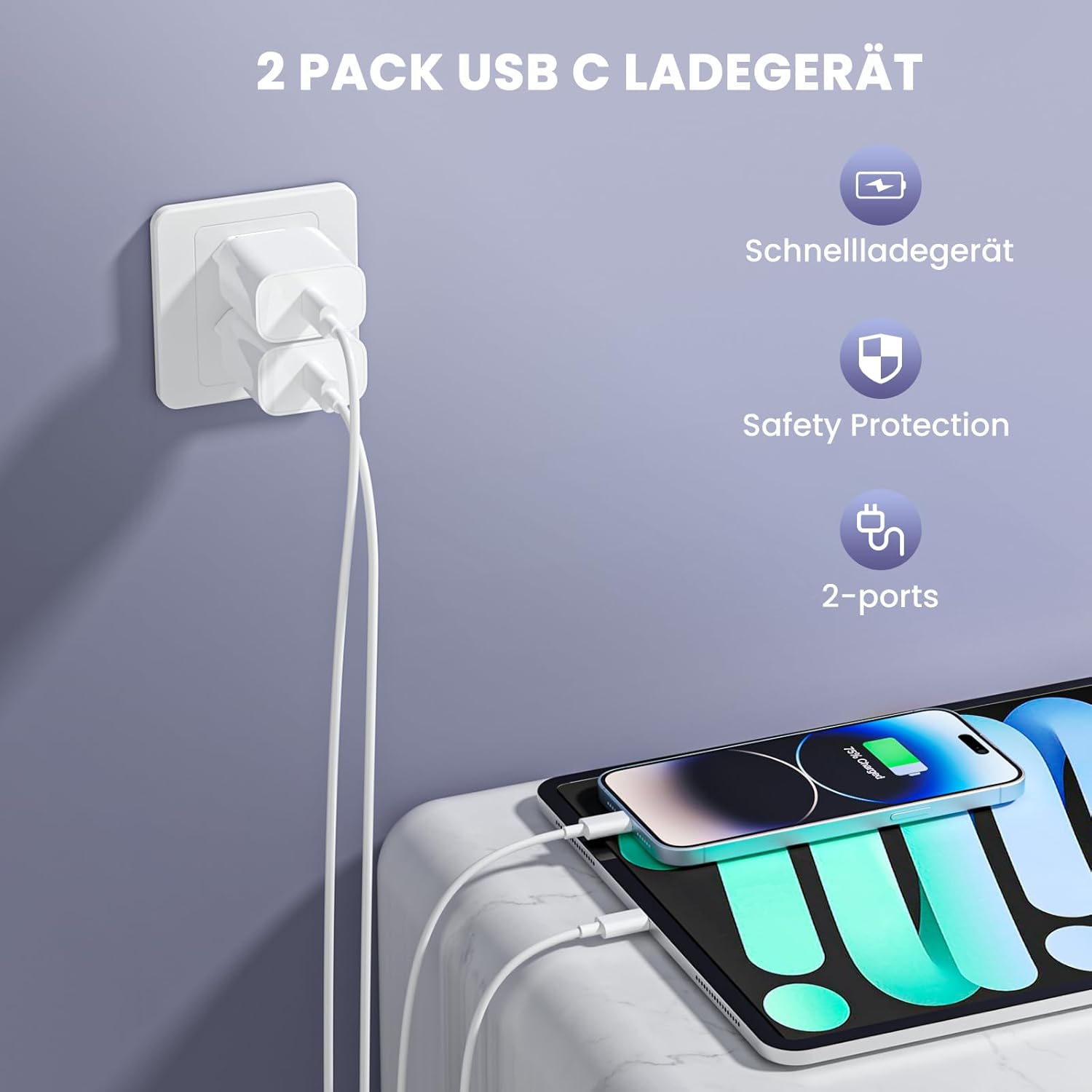 Thumbnail 5 de iPhone Ladekabel 2er-Pack – MFi-zertifiziert, USB-C auf Lightning, 2 m & 3 m