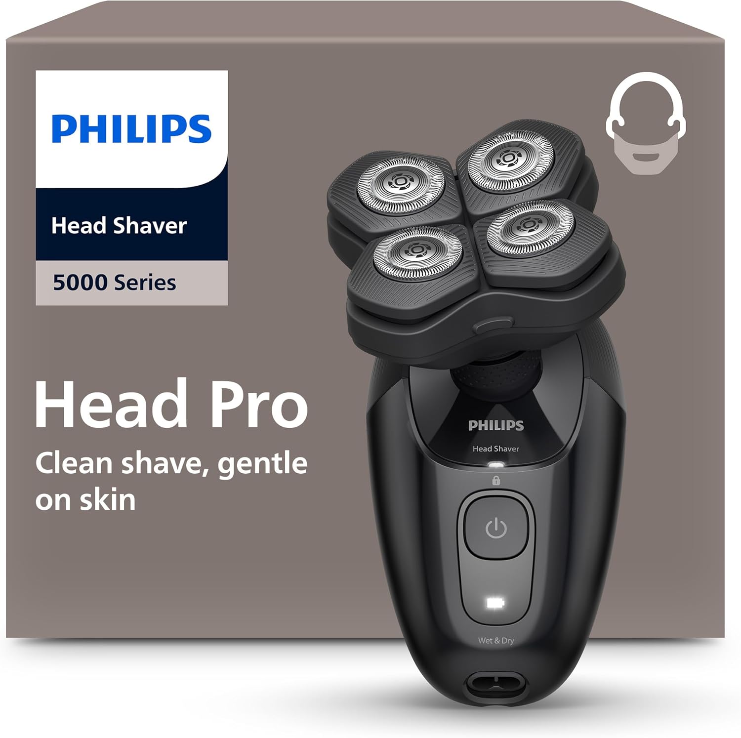 Detalle de Philips Head Shaver Pro 5000 Series HS5980/15 – rasoir tête 360° ComfortCut pour hommes et femmes