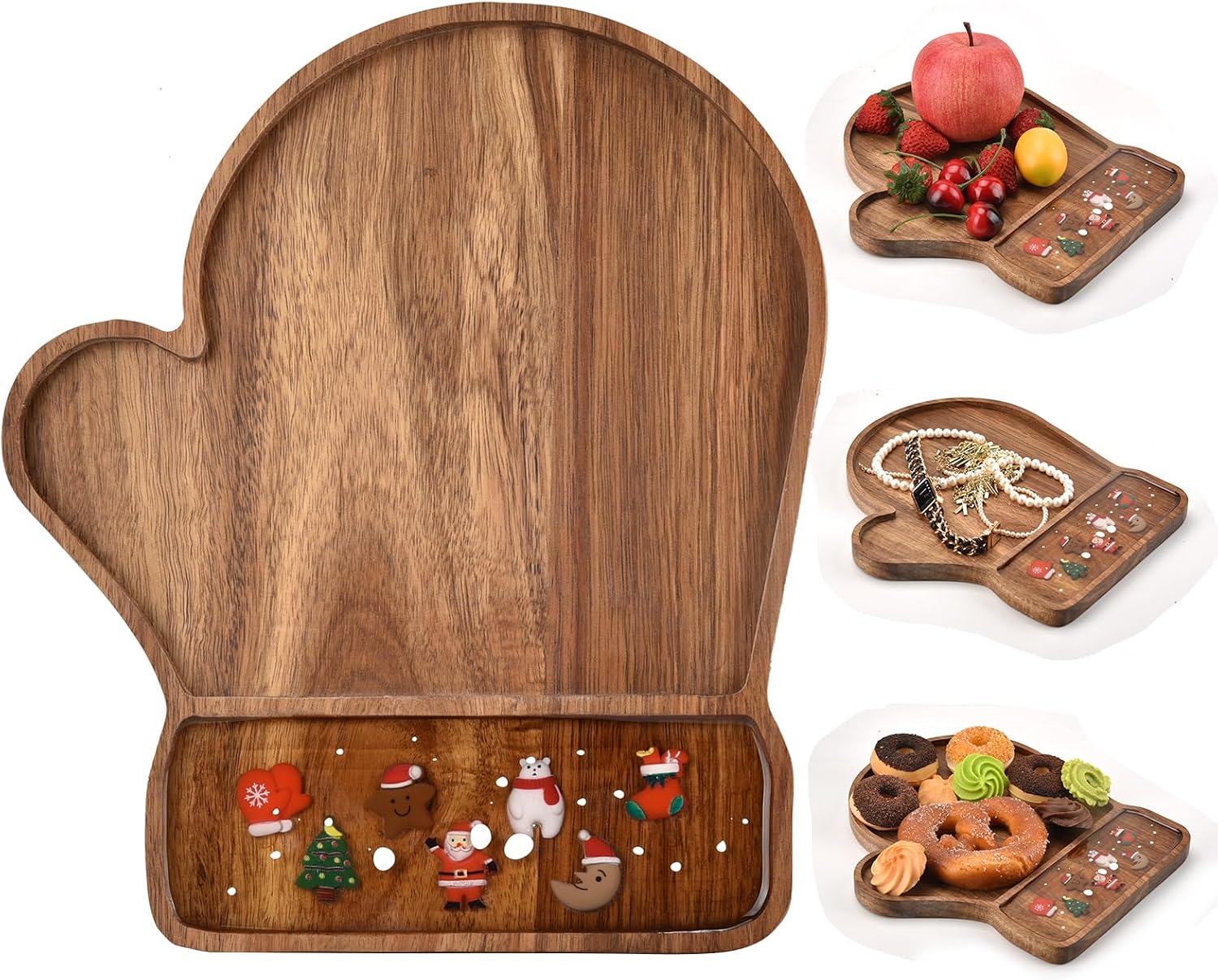 Detalle 2 de Guowall Weihnachts-Holztablett 25×21,5 cm 🍽