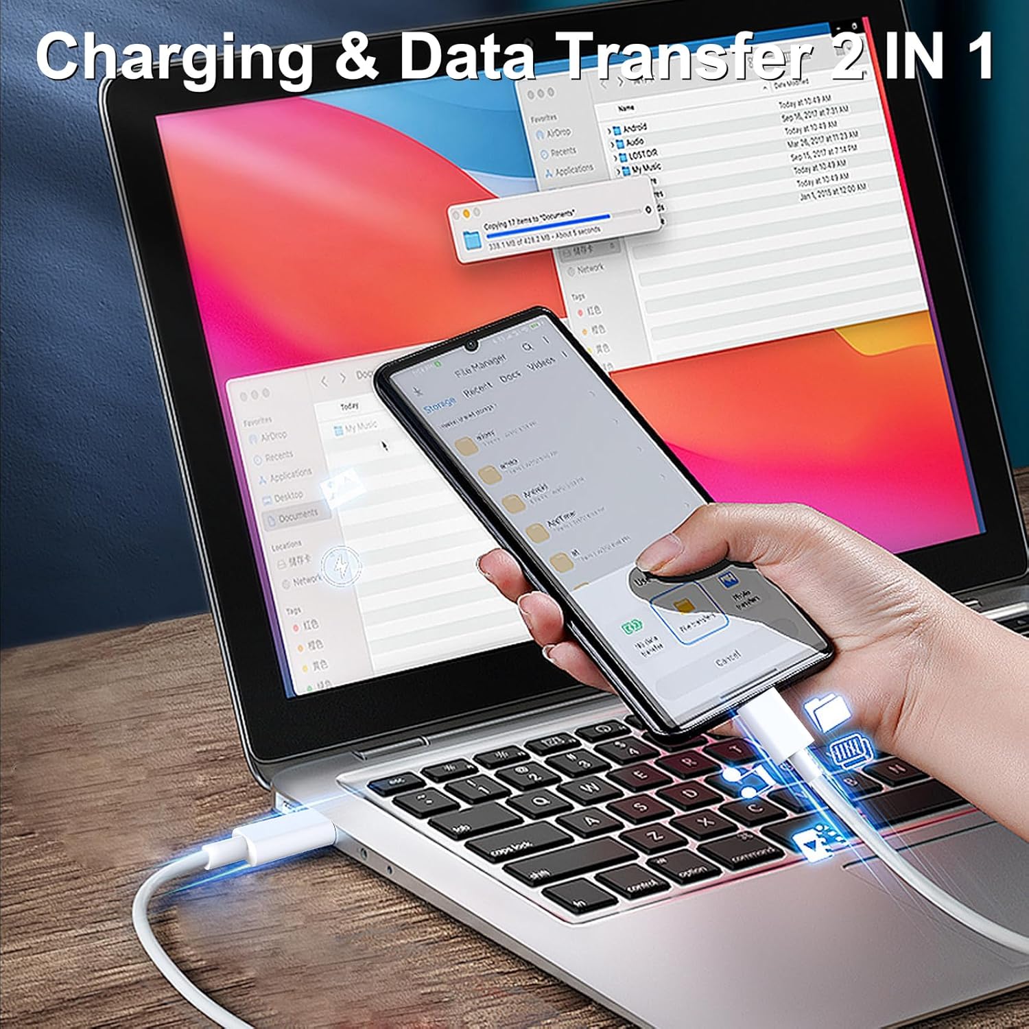 Thumbnail 5 de Quntis USB C to USB C Cable 2m (2-Pack) — 100W PD Charging for iPhone 15, MacBook Pro, iPad Pro & More