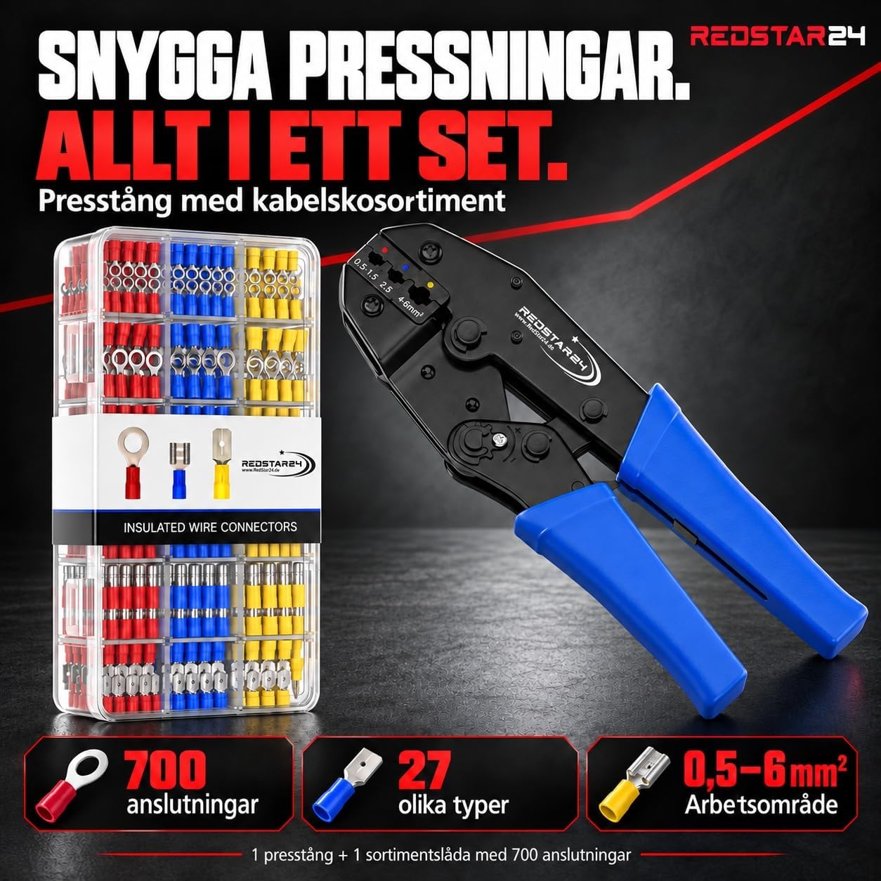 Detalle 2 de RedStar24 RS0022 kabelskotång med 700 kabelskor i 27 typer