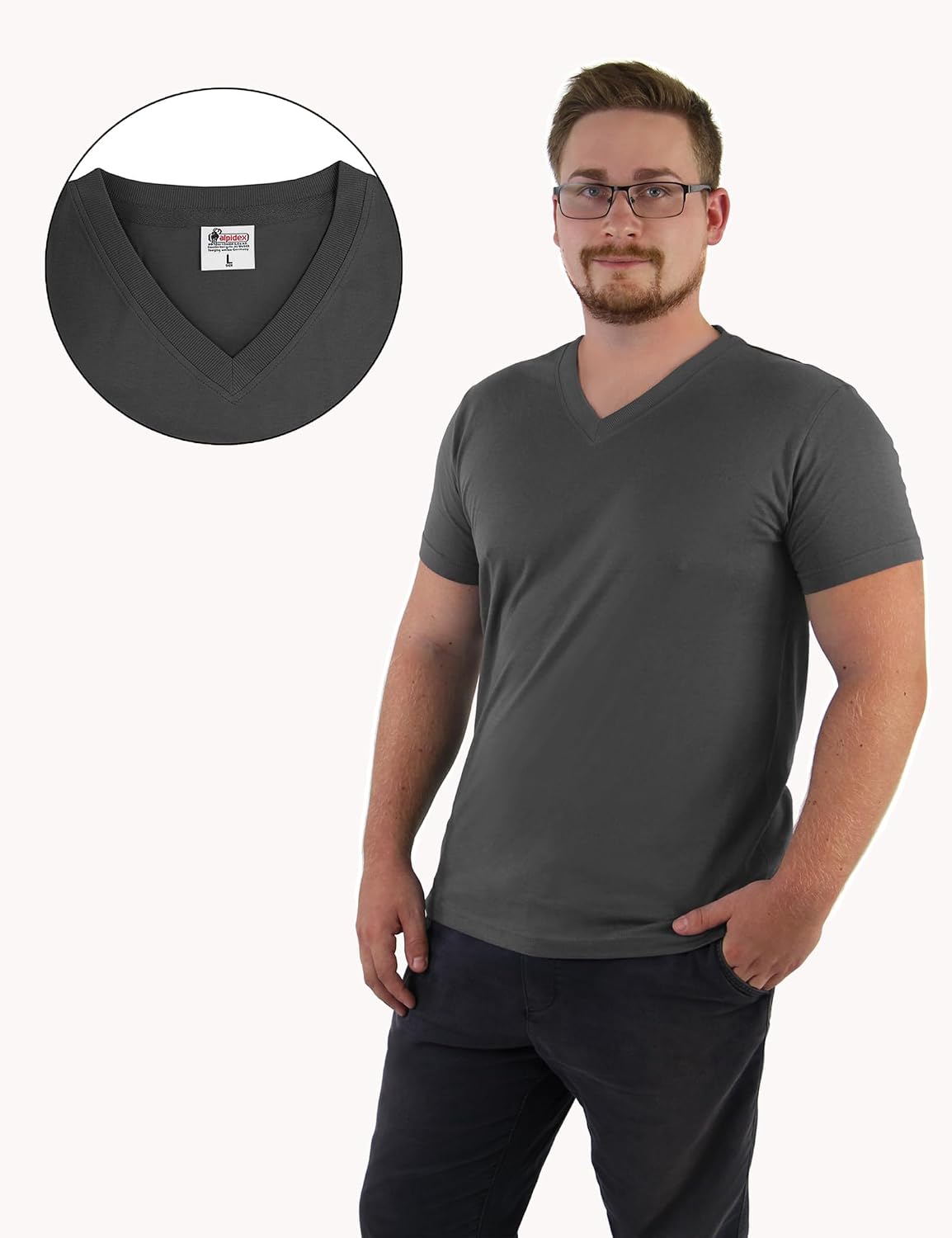 Thumbnail 1 de ALPIDEX T-Shirts Hommes Col V Lot de 5 coton