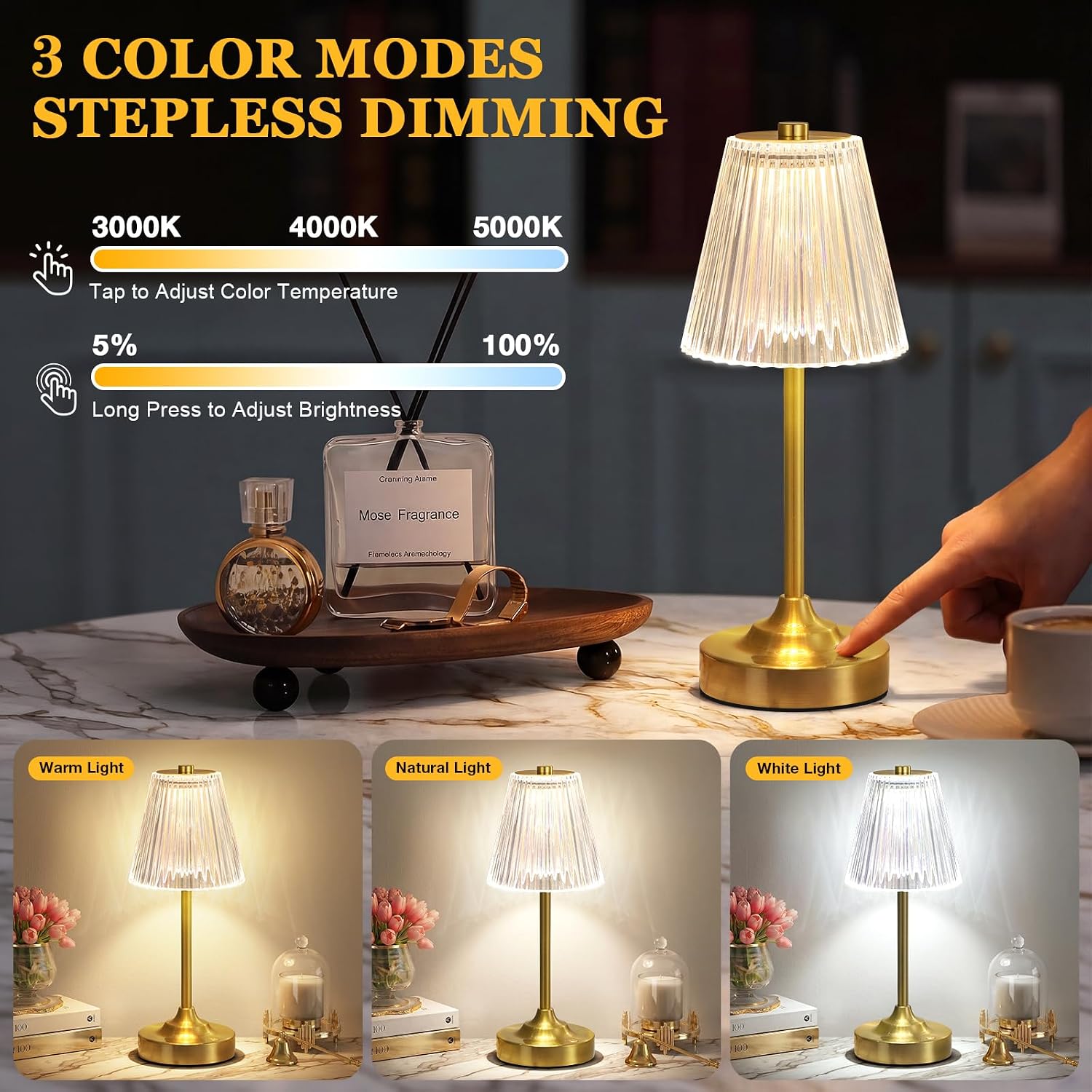 Detalle 2 de Cordless Table Lamp, Gold