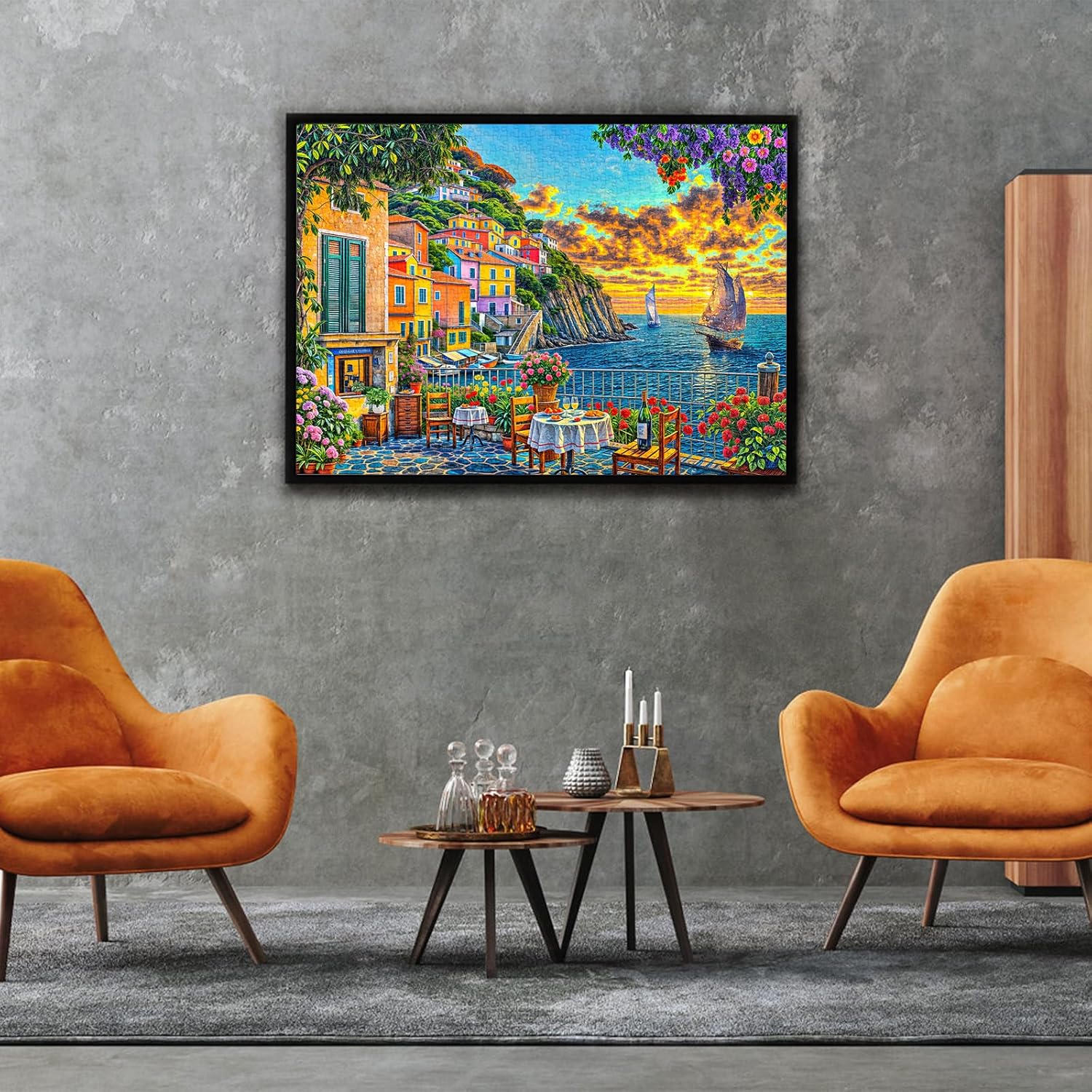 Detalle 2 de TangComplete Puzzle 1000 Teile – Romantisches Cinque Terre Motiv, farbenfrohes Landschaftspuzzle