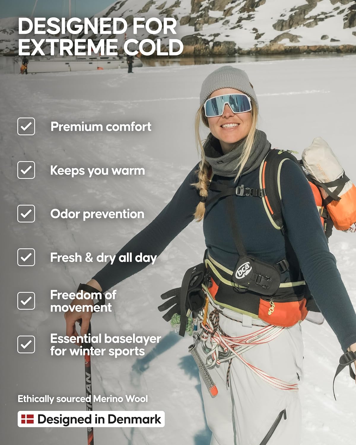 Thumbnail 2 de Danish Endurance Merino Wool Base Layer Set (250g/m²) for Women – Heavyweight Winter Ski & Snow Sports