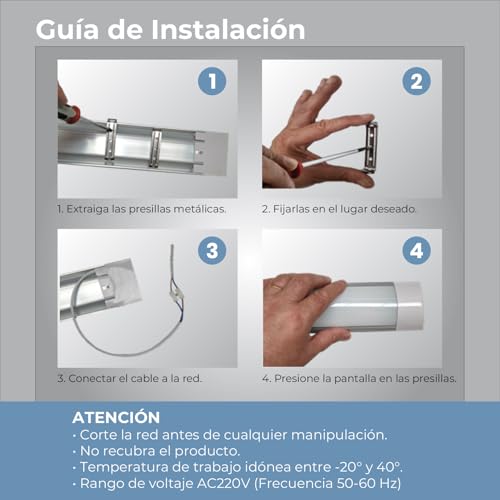 Detalle de LED ATOMANT Pantalla Luminaria LED integrada 60 cm con CCT ajustable (3000–6500 K) y 2000 lúmenes