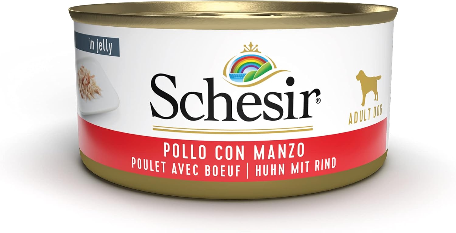 Detalle de Schesir Cibo Umido per Cani Adulti al Tonnetto in Gelatina (Totale 2,7 Kg, 18 Lattine da 150 g)