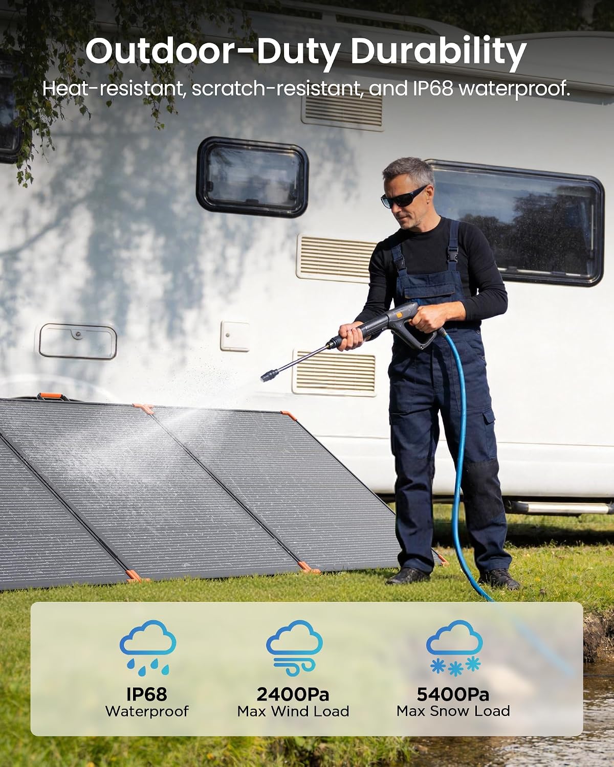 Detalle de ZOUPW 480W Bifacial Portable Solar Panel: 25% Efficient N-Type 16BB Foldable Charger for Off-Grid RV and Home Backup