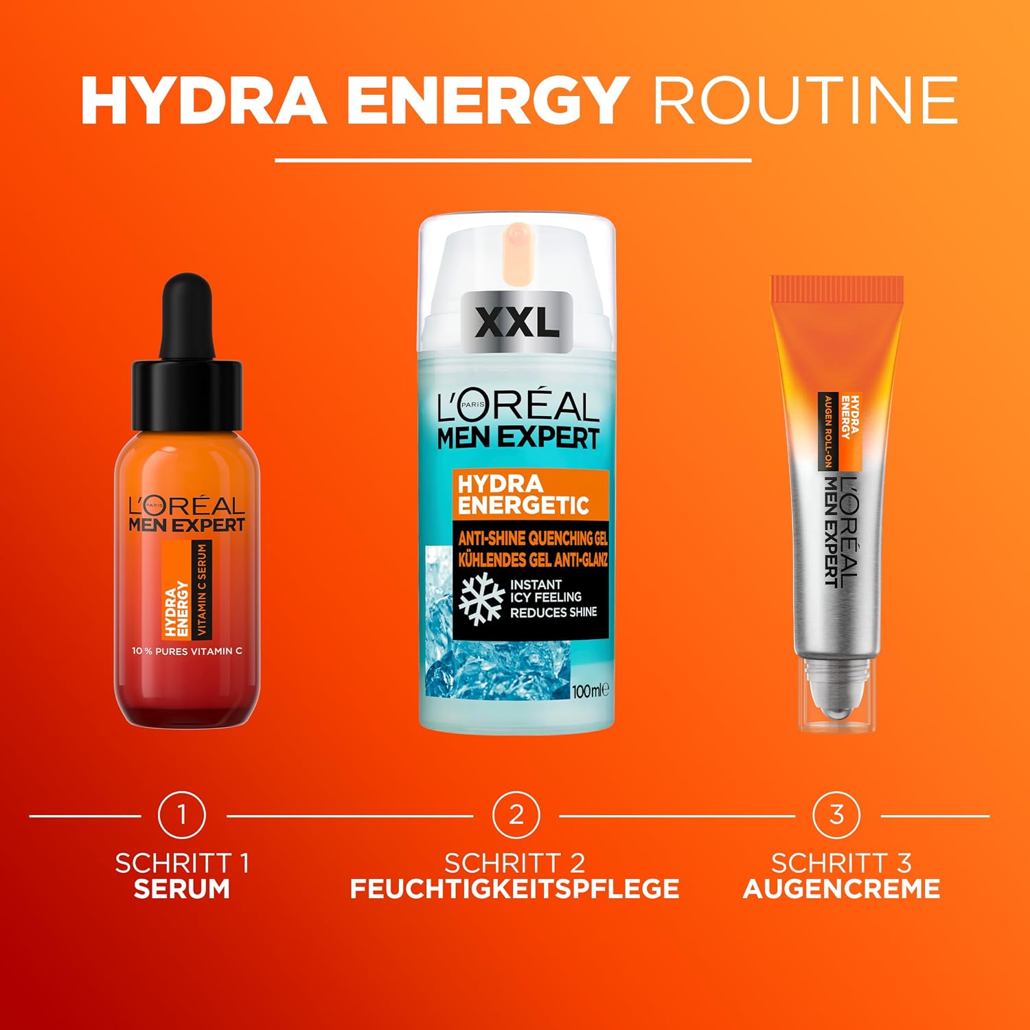 Detalle de L’Oréal Paris Men Expert XXL kühlendes Gesichtsgel Hydra Energy (Anti-Glanz) – 100 ml