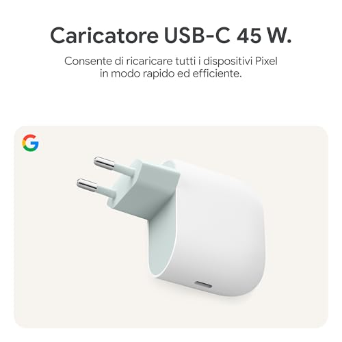 Detalle 2 de Caricatore Google USB-C 45 W: ricarica rapida per Pixel e oltre – Bianco ghiaccio
