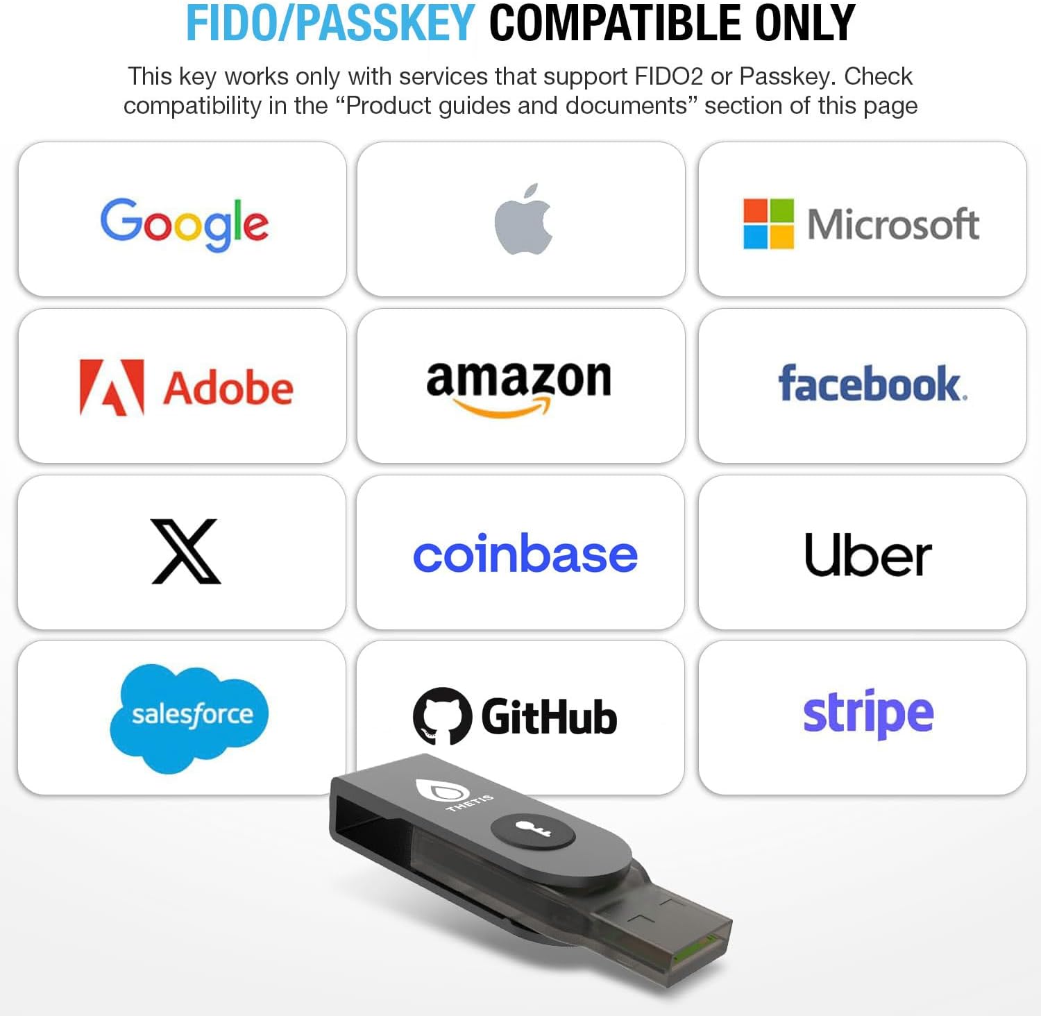 Detalle de Thetis MB000476 FIDO2 Security Key with USB-A, NFC and TOTP/HOTP
