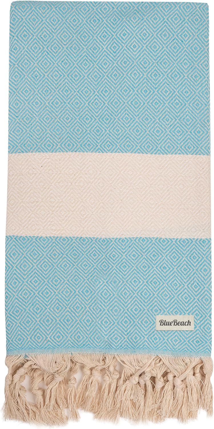 Thumbnail 5 de Blue Beach Turkish Towel - Travel Towel 100x180cm (Mint)