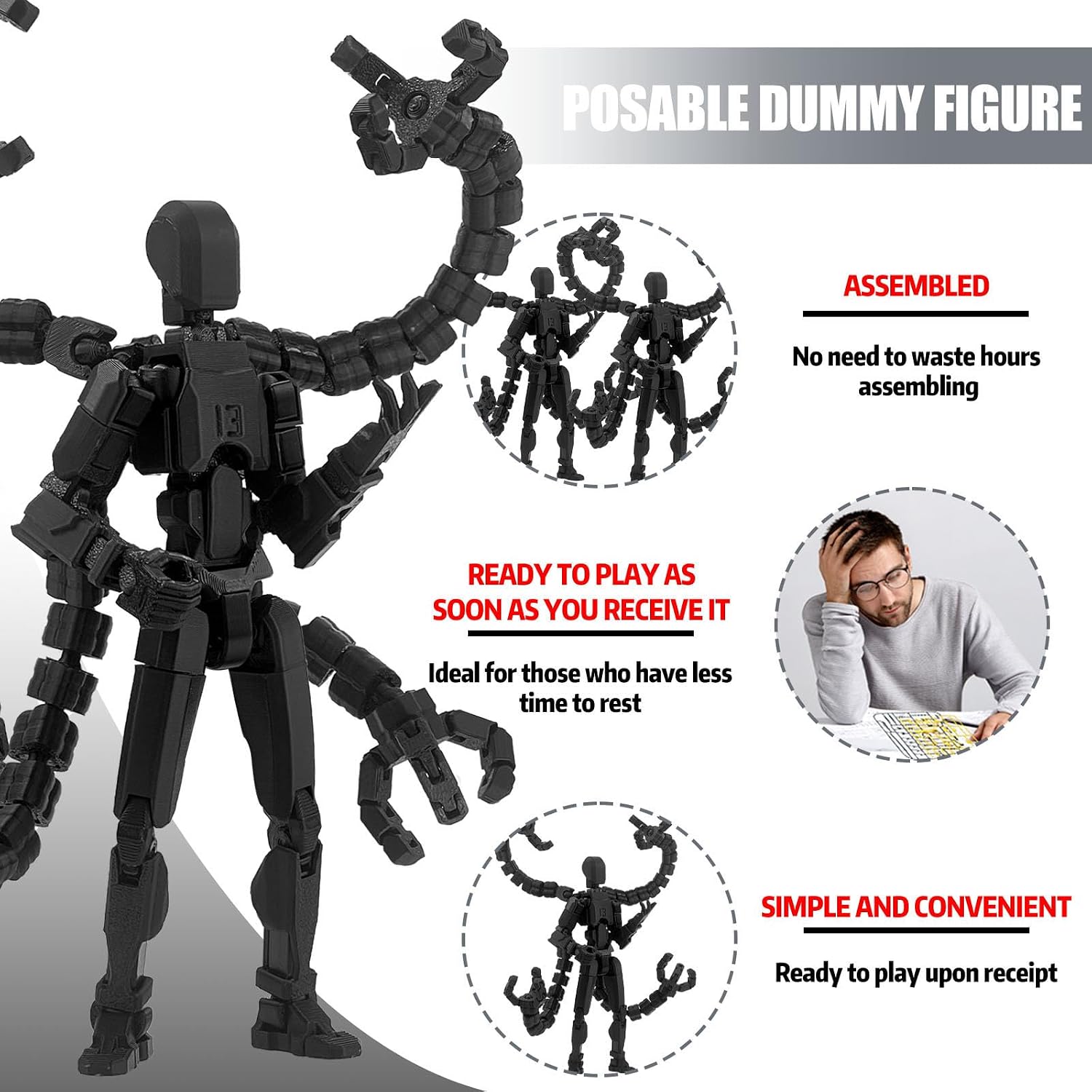 Detalle de PkghoKids 3D-Printed Robot Action Figure, 7.2-Inch