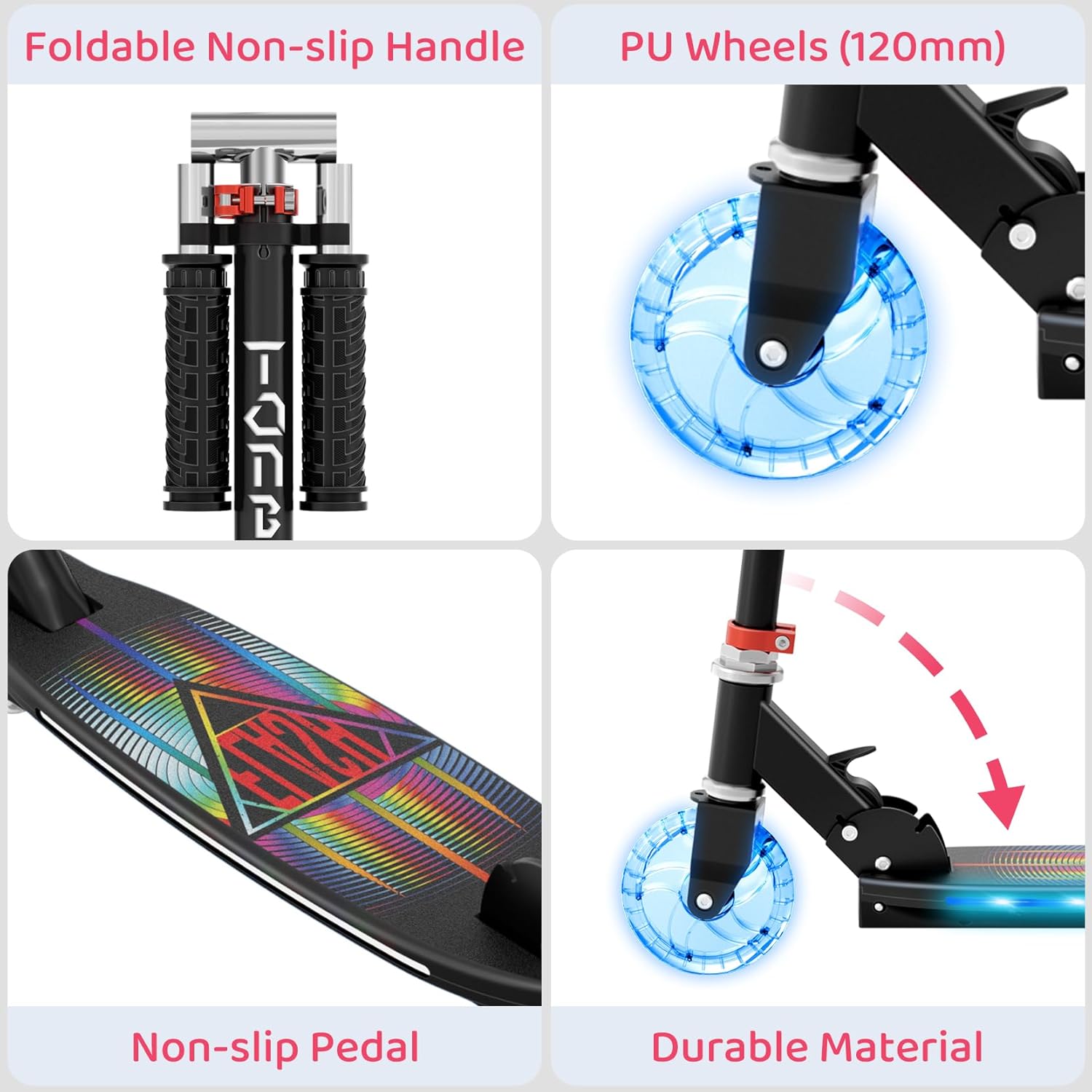 Thumbnail 6 de TONBUX Kids Scooter 2-Wheel Light-Up Kick Scooter with Adjustable Height