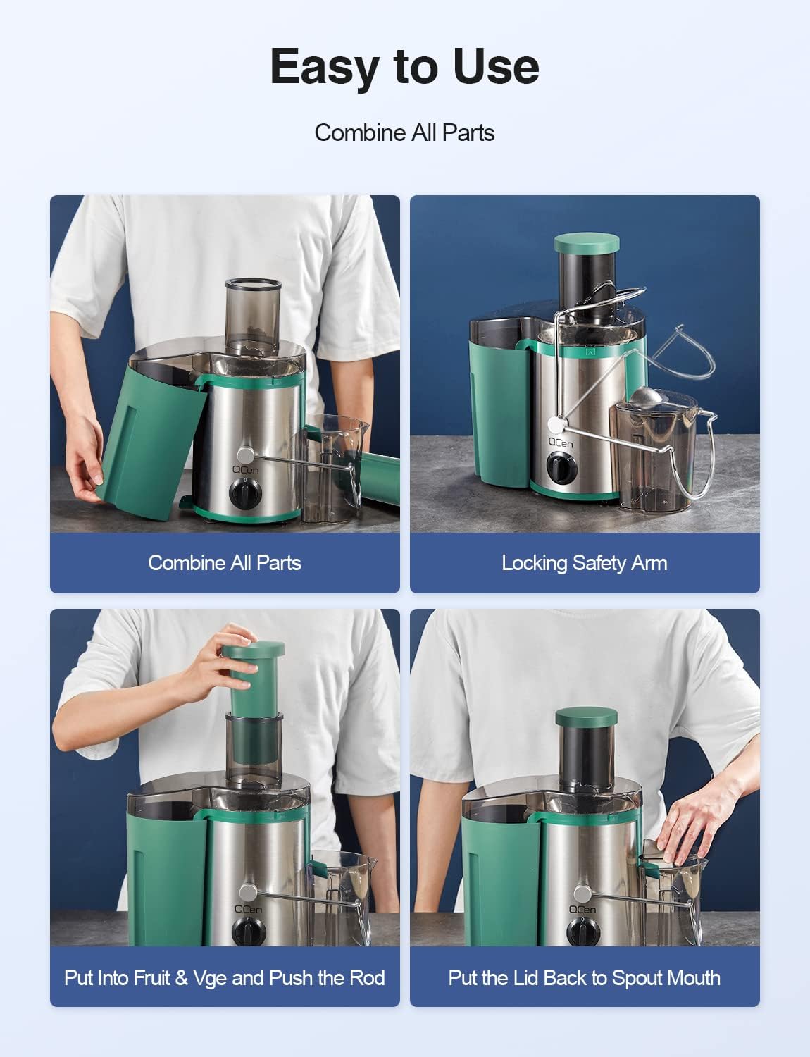 Thumbnail 6 de QCen KS-501 Centrifugal Juicer, 500W, 3-Inch Wide Feed Chute