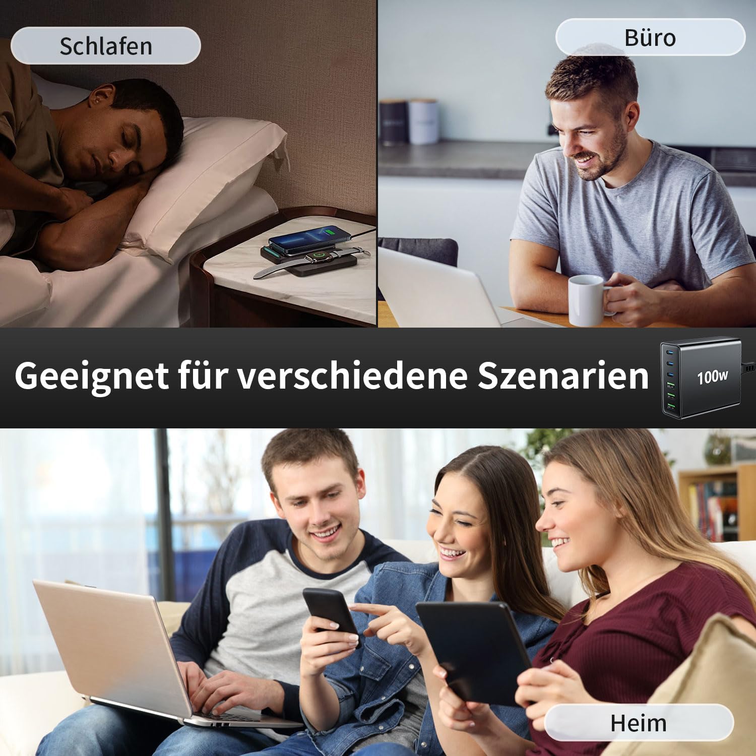 Thumbnail 4 de HSSNS USB C Ladegerät Mehrfach 100W 6-Port