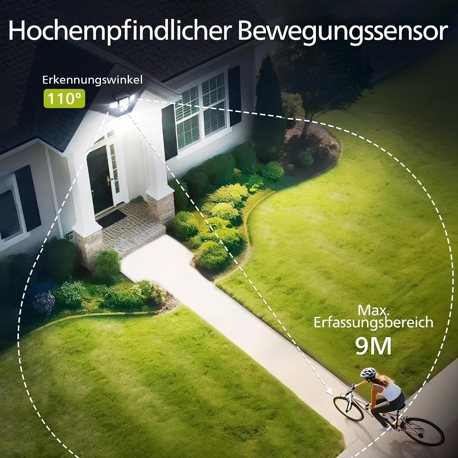 Detalle de Philips Solarlampen Außen mit Bewegungsmelder – 196 LED, 4 verstellbare Lampenköpfe, 2er-Set mit Fernbedienung