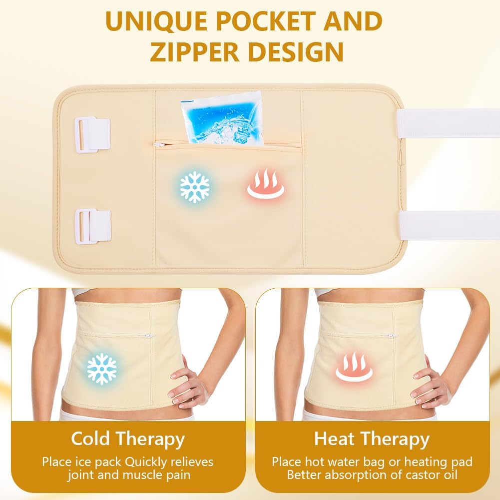 Detalle 2 de AOOWU Castor Oil Pack Wrap Kit – 6 x Reusable Organic Cotton Wraps (Oil Not Included)