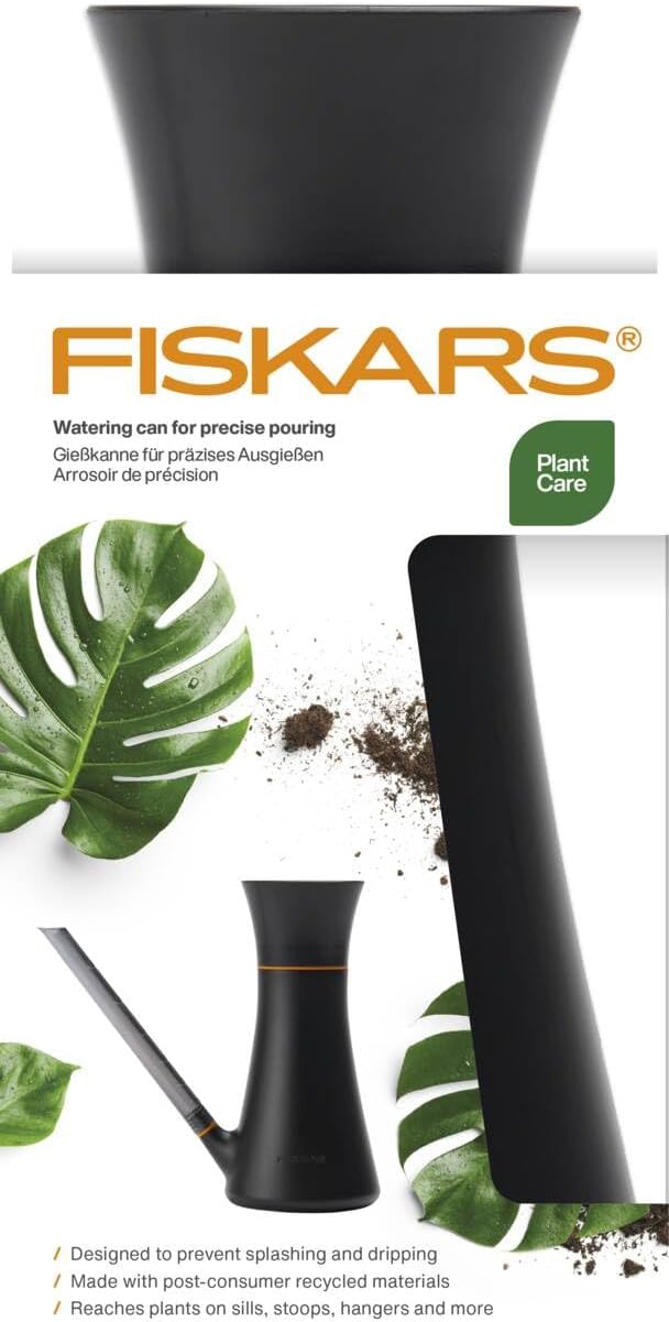 Detalle de Fiskars 1071307 vattenkanna med lock, 1,2 l i järn, svart/orange