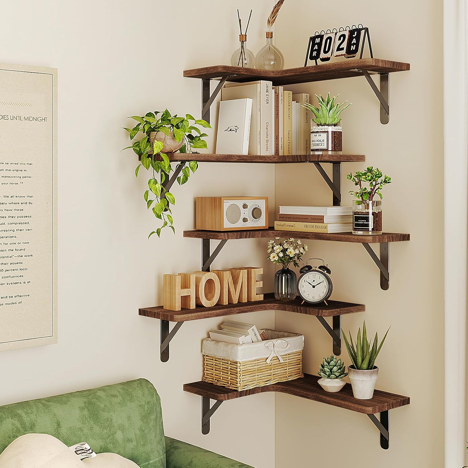 Thumbnail 4 de Fixwal Floating Shelves Set of 5 rustic wall shelves 🪵