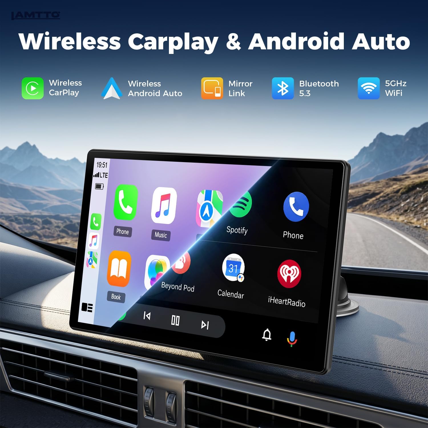Thumbnail 2 de LAMTTO 11-Inch Wireless CarPlay Screen with in-Cell Display