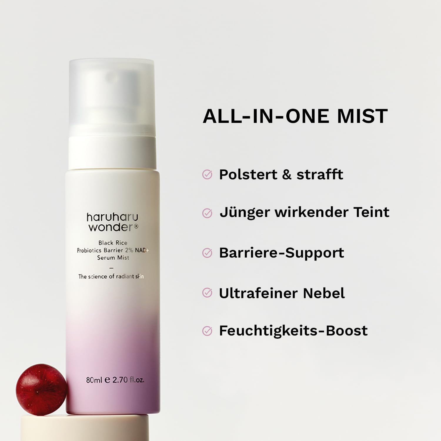 Detalle de haruharu Wonder Black Rice Probiotics 2% NAD+ Serum-Spray – Feuchtigkeit, Stärkung der Hautbarriere und Glow