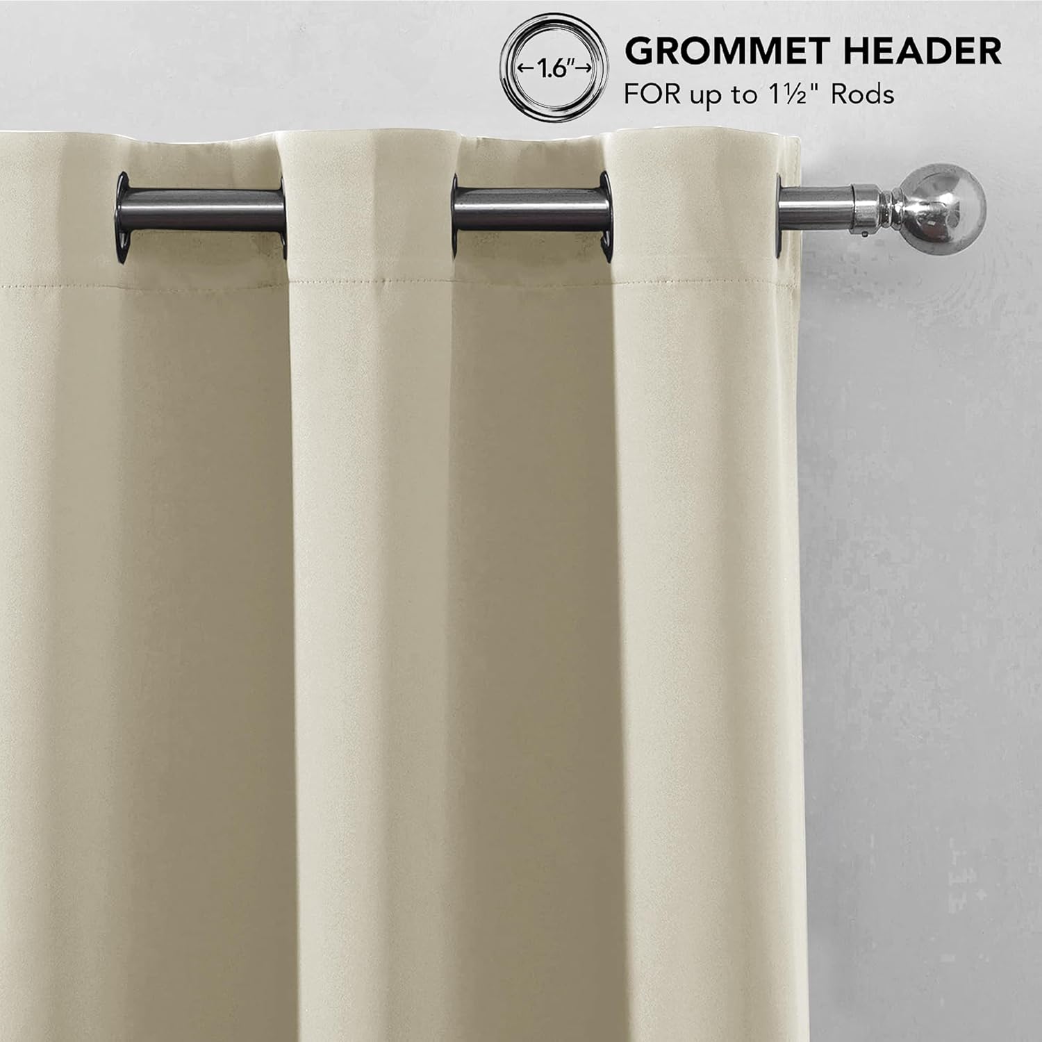 Thumbnail 1 de My home store Cream Blackout Curtains for Bedroom – 2 Panels, W 66" x L 90" (168 cm x 228 cm) with Eyelet Ring