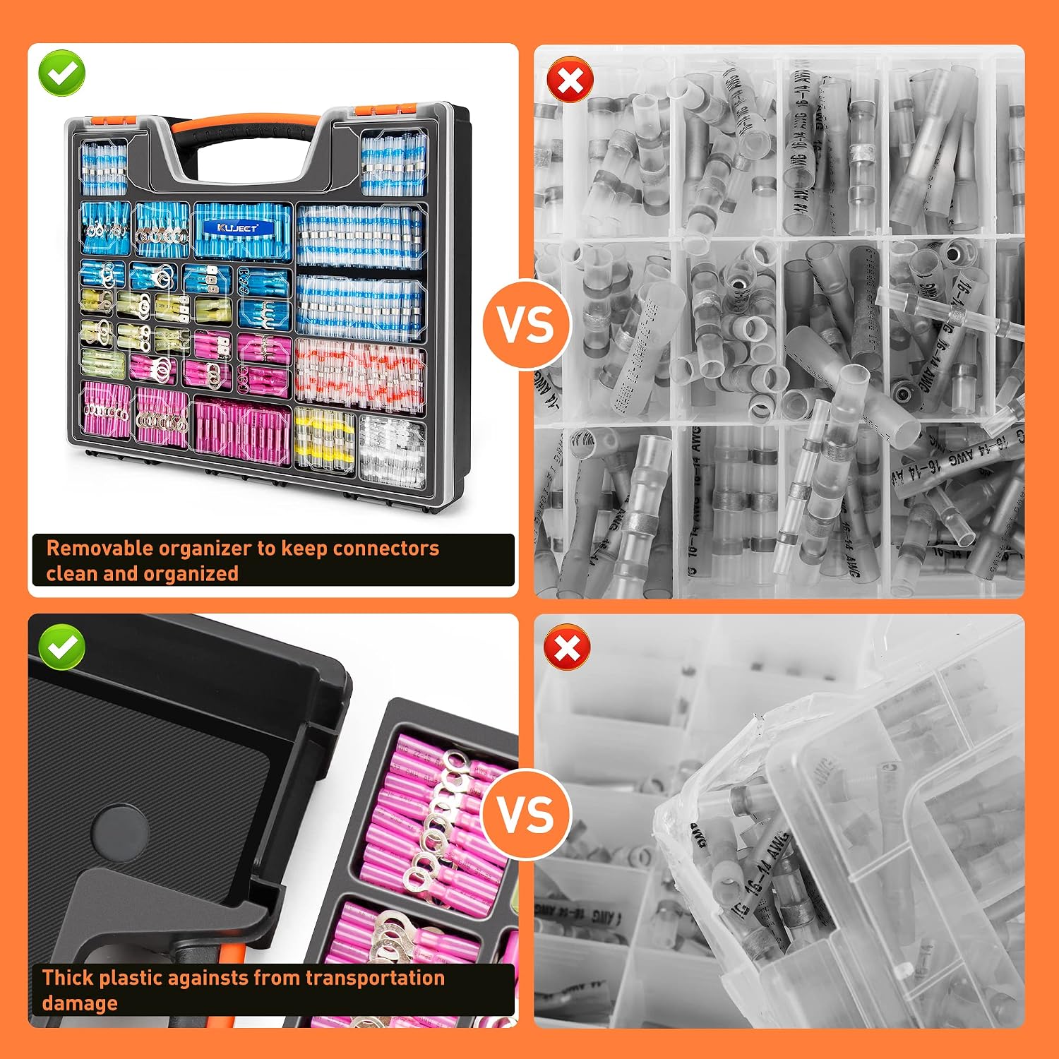 Detalle de Kuject SS1200 Heat-Shrink Wire Connector Kit, 1,200 Pieces, Copper Contacts