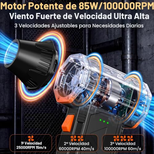Detalle 2 de ADD COLOR Soplador de Aire Potente, 85 W, 100000 rpm — limpia polvo en PC y más