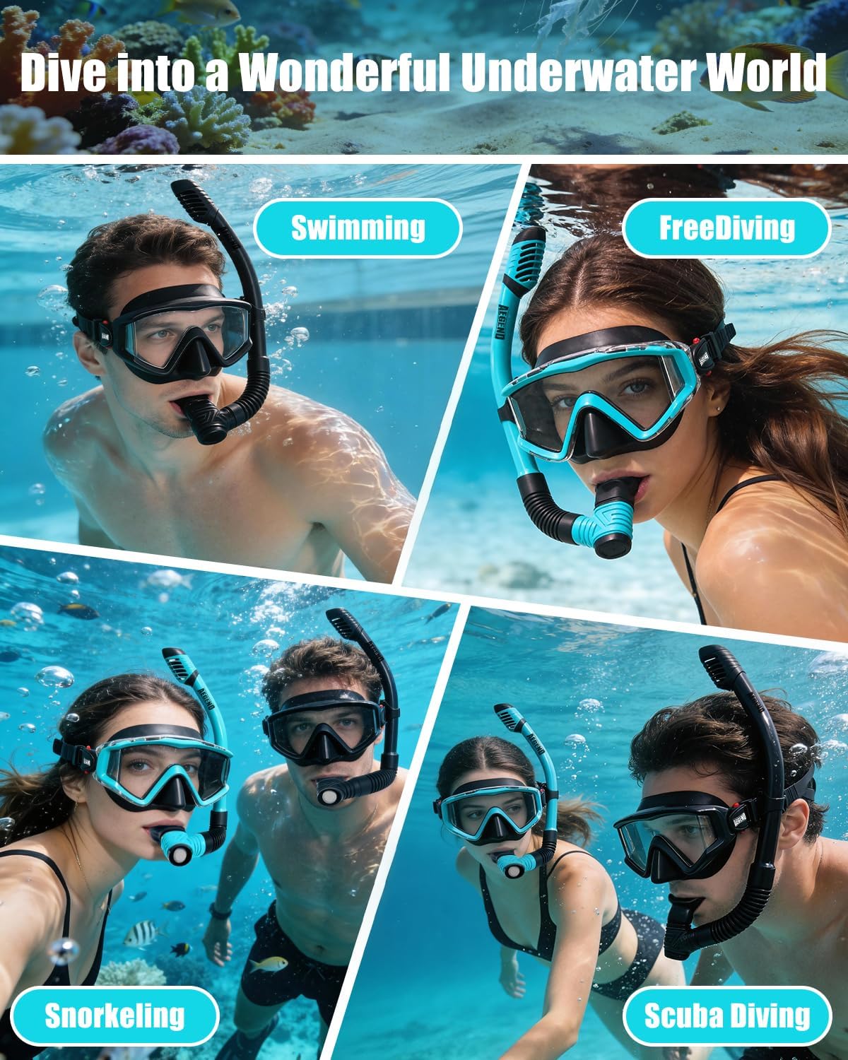 Thumbnail 5 de Aegend Snorkeling Gear: Panoramic Full-Face Mask with Top Dry Valve