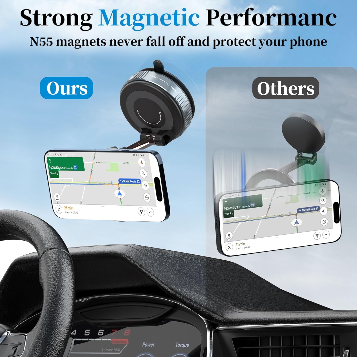 Thumbnail 6 de PlusAcc Vacuum Magnetic Phone Holder 360°
