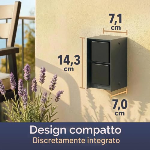 Thumbnail 6 de Presa di corrente esterna 2 prese STEDDA IP44 in acciaio inox antracite verticale – ledscom.de