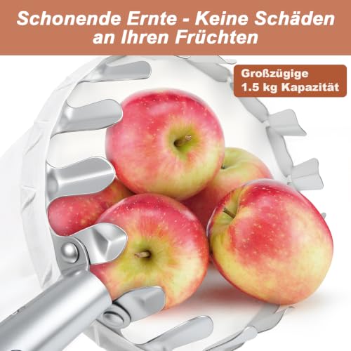 Detalle de LLUKEME Obstpflücker mit Teleskopstiel 4 m – sicher vom Boden ernten