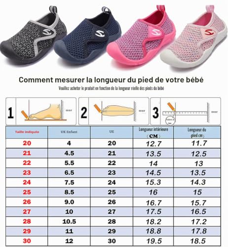 Detalle 2 de SMajong Chaussons de Maison Garçon/Fille Gris Rose 26 EU – Confort léger et rapide à sécher