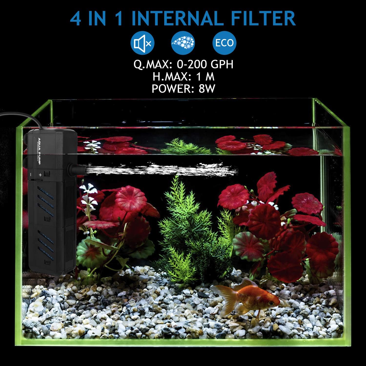 Detalle de NO.17 Filtro Interno Acquario 15W Regolabile con Pompa 1500 L/H per 500–800 L