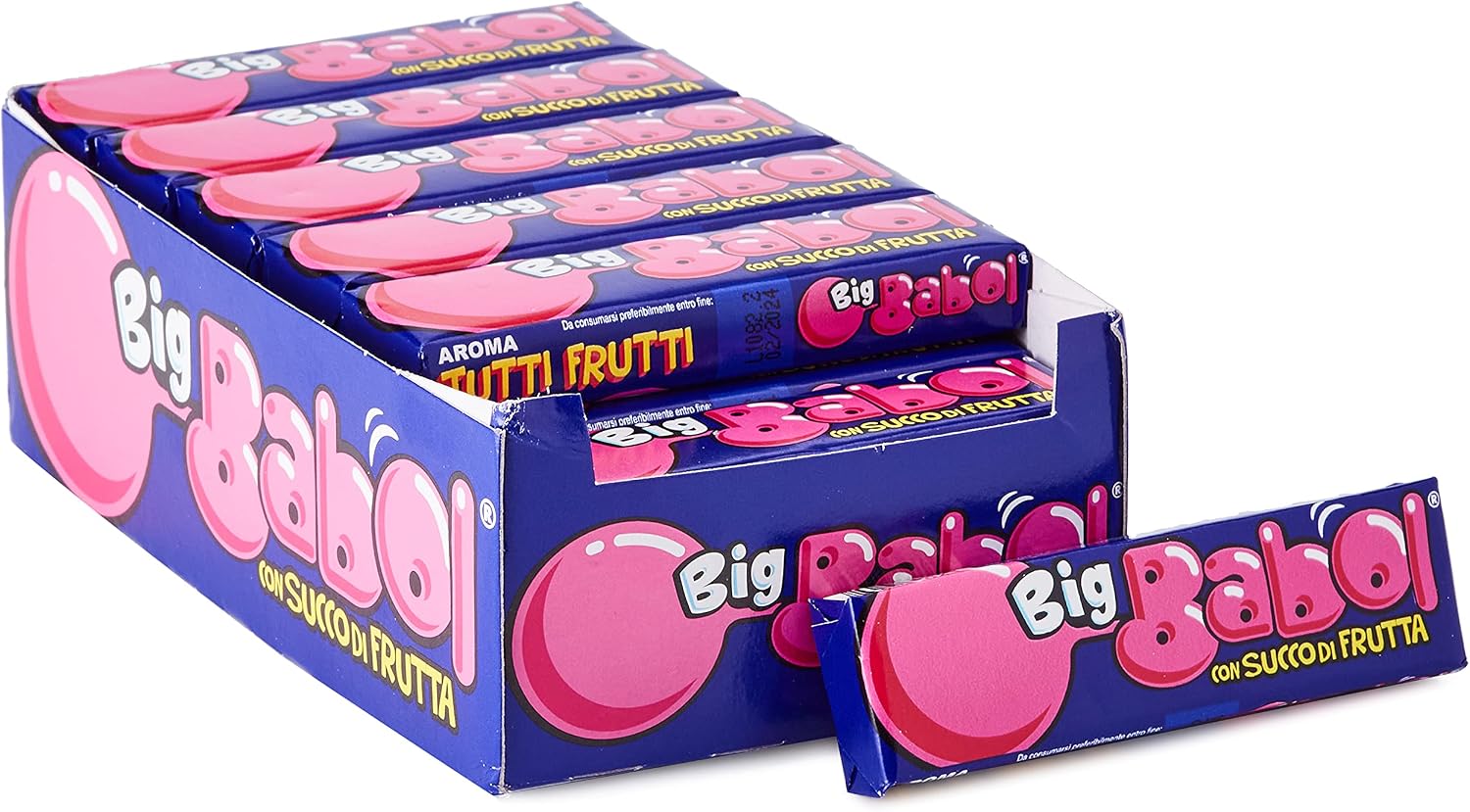 Detalle 2 de Big Babol Panna e Fragola chewing gum 24 stick 🍬