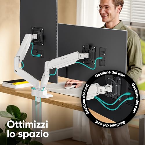 Thumbnail 4 de ONKRON G160-BW Braccio Monitor Doppio per Scrivania 13"-32", 2×10 kg, VESA 75x75/100x100, Bianco - Installazione edge o foro