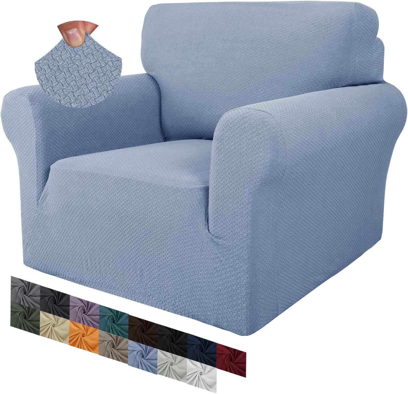 Detalle de MAXIJIN Creative Jacquard Chair Covers for Living Room – 1 Seater, Light Blue