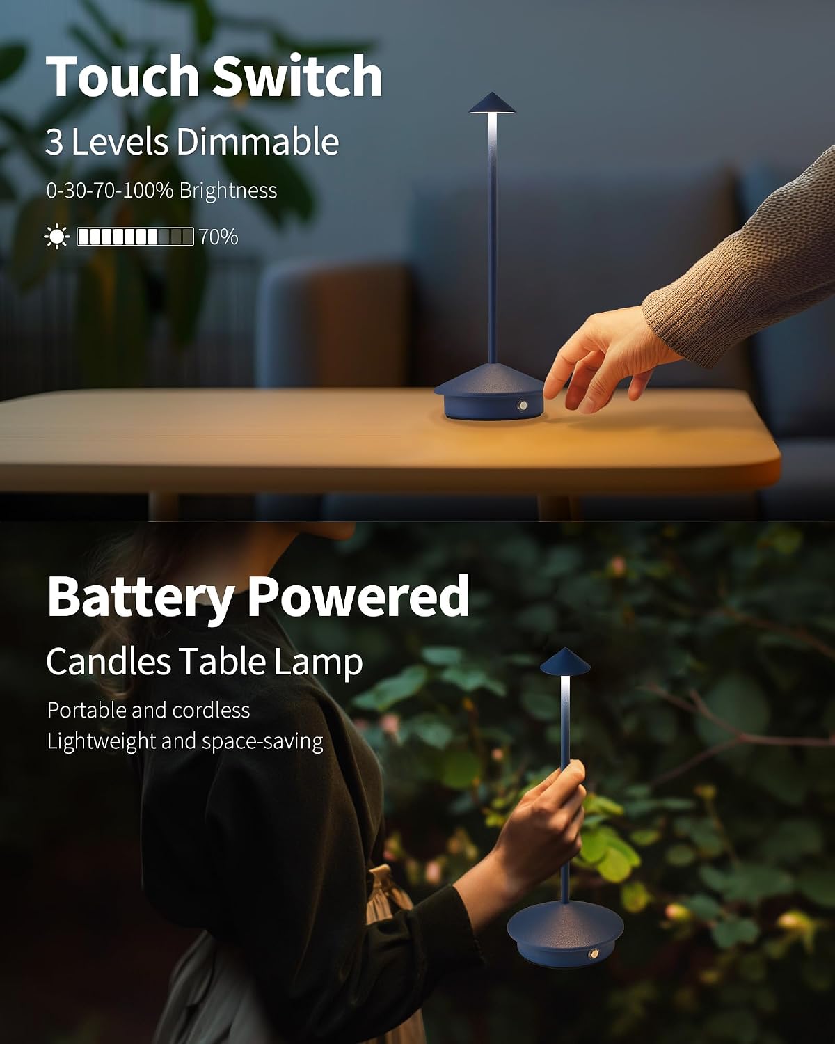Thumbnail 3 de NEWSEE AMZ-TBL-023 Cordless LED Table Lamps, Blue Set of 2