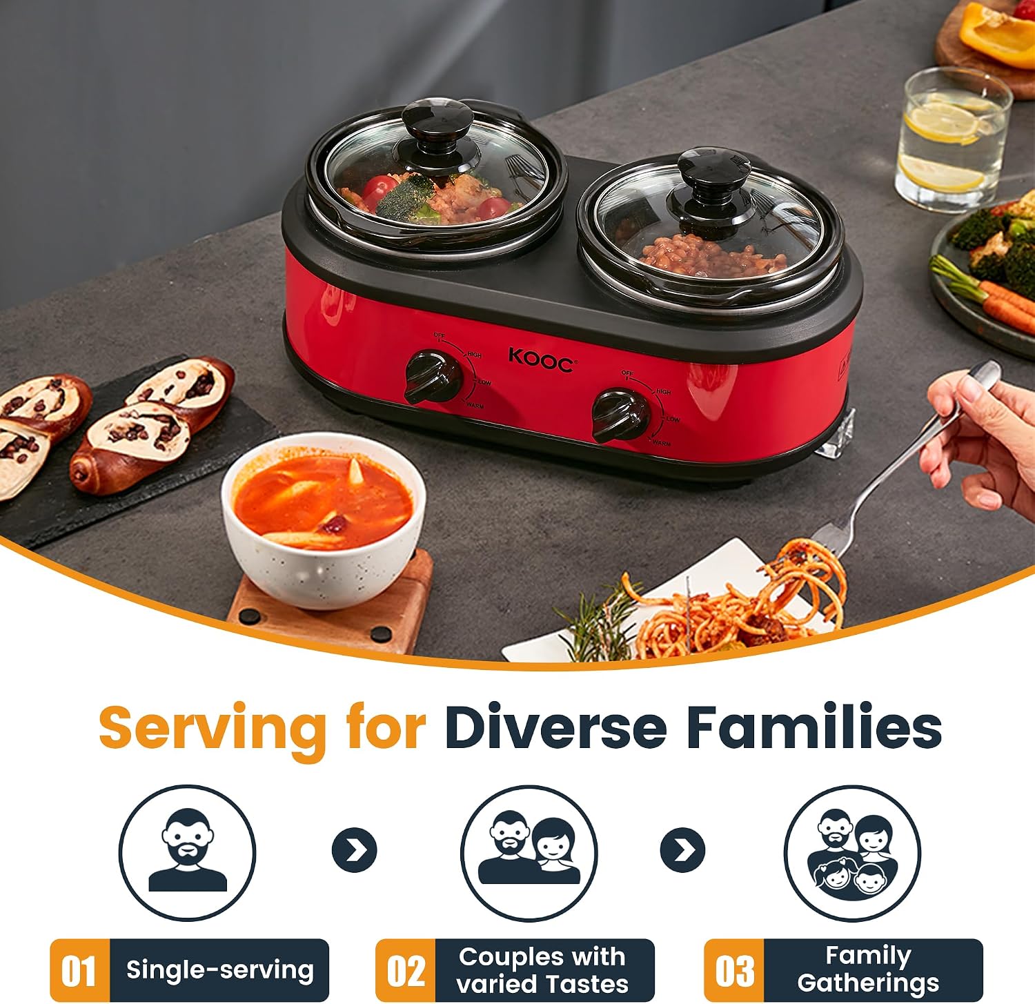 Detalle 2 de KOOC Double Slow Cooker, 2.5 Quart