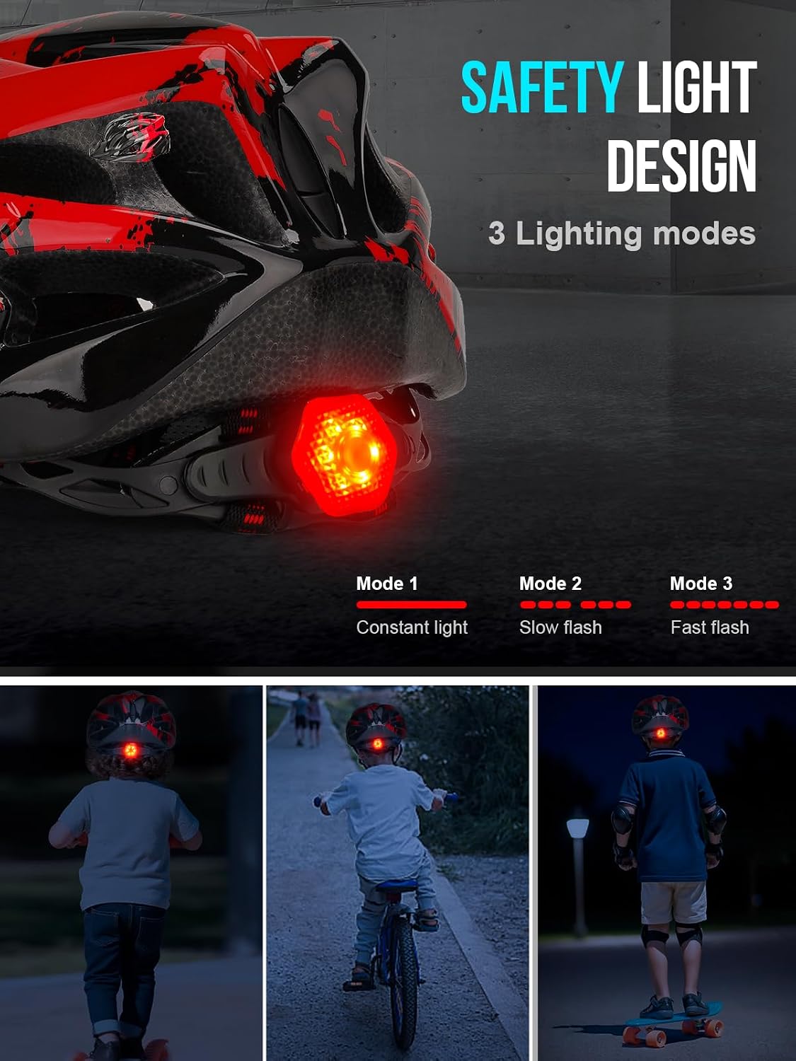 Detalle 2 de RaMokey Kids Bike Helmet with light 210 g