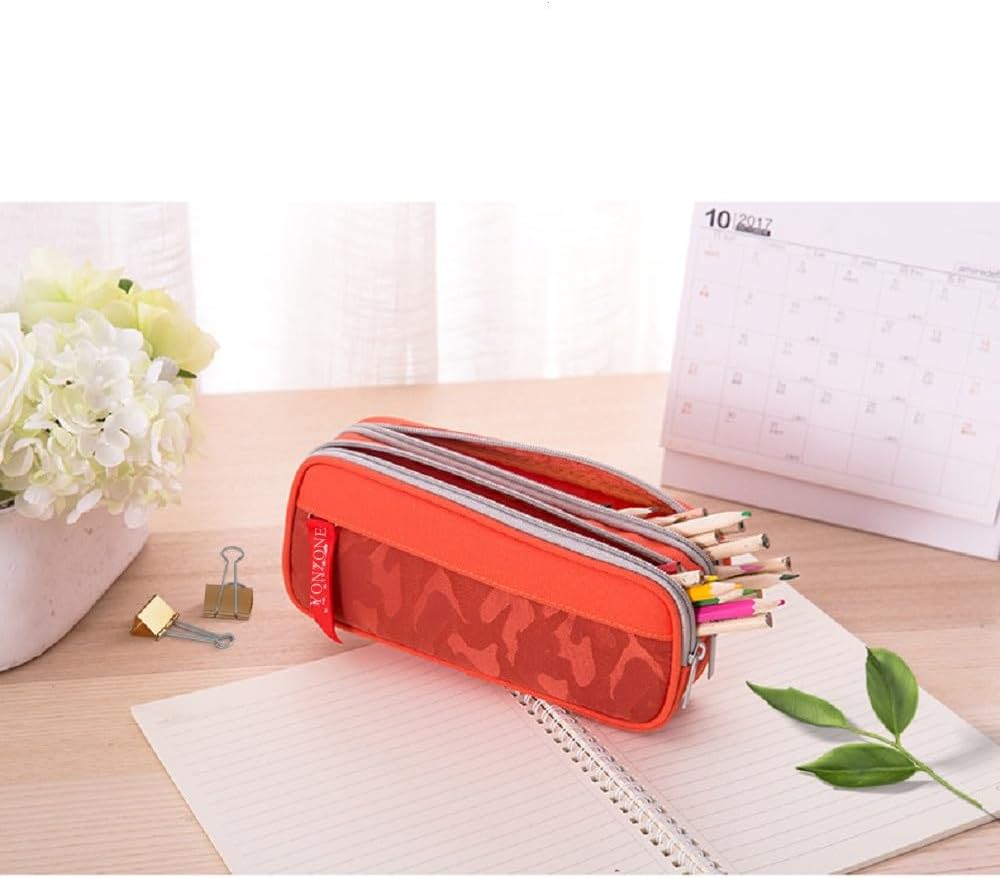 Thumbnail 5 de YONZONE Large Capacity Pencil Case with 3 Compartments (Grey) – multi-pocket organiser pouch