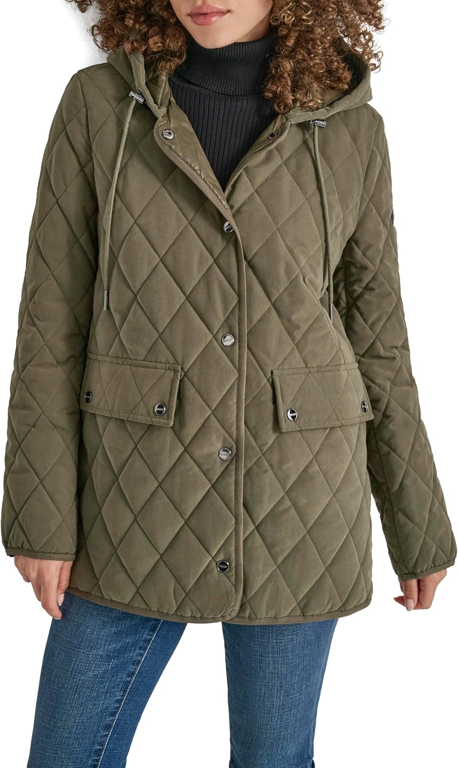 Detalle de DKNY Hooded Microfiber Barn Coat