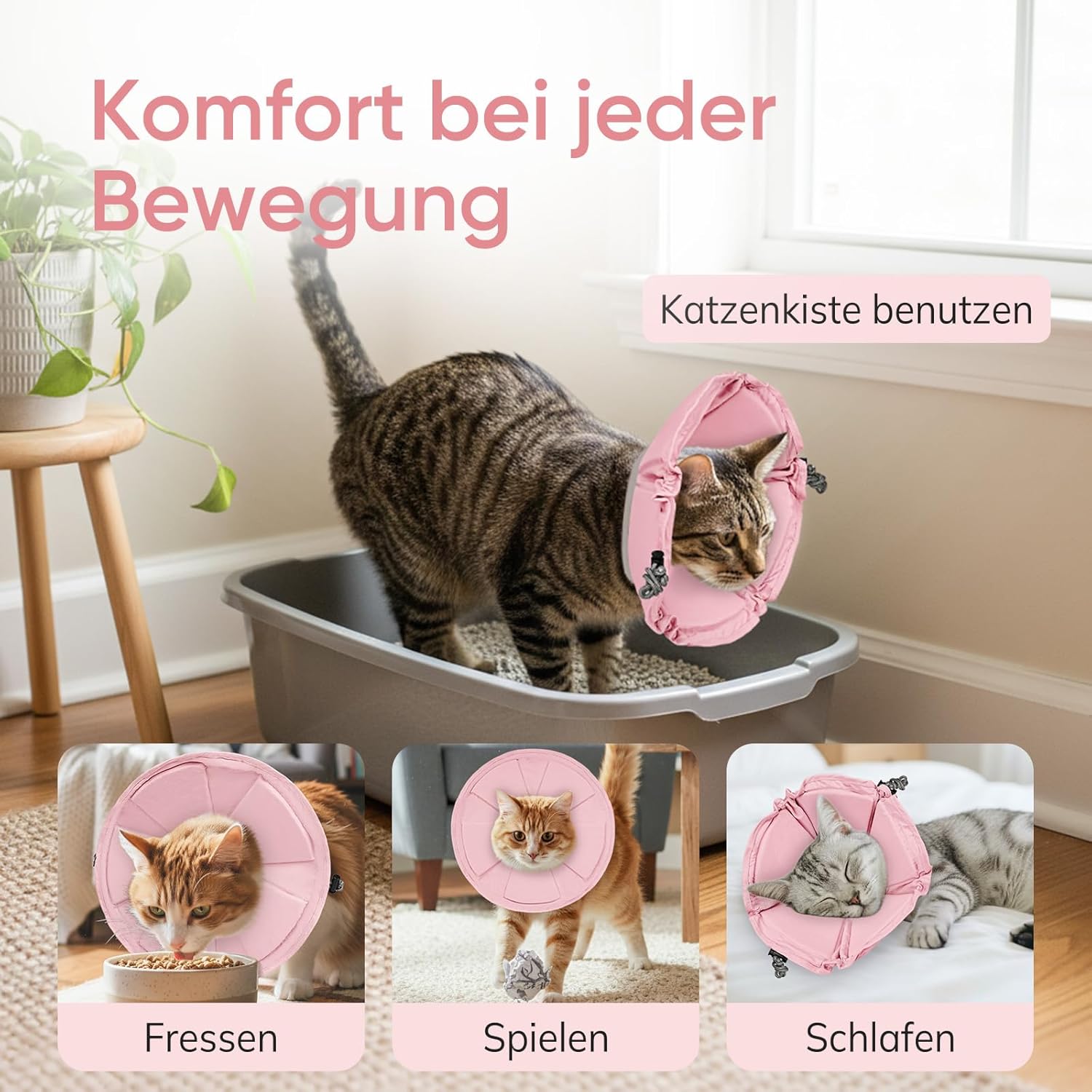 Thumbnail 4 de Supet Weiche Halskrause für Katzen – verstellbar, rosa Blume, Größe M