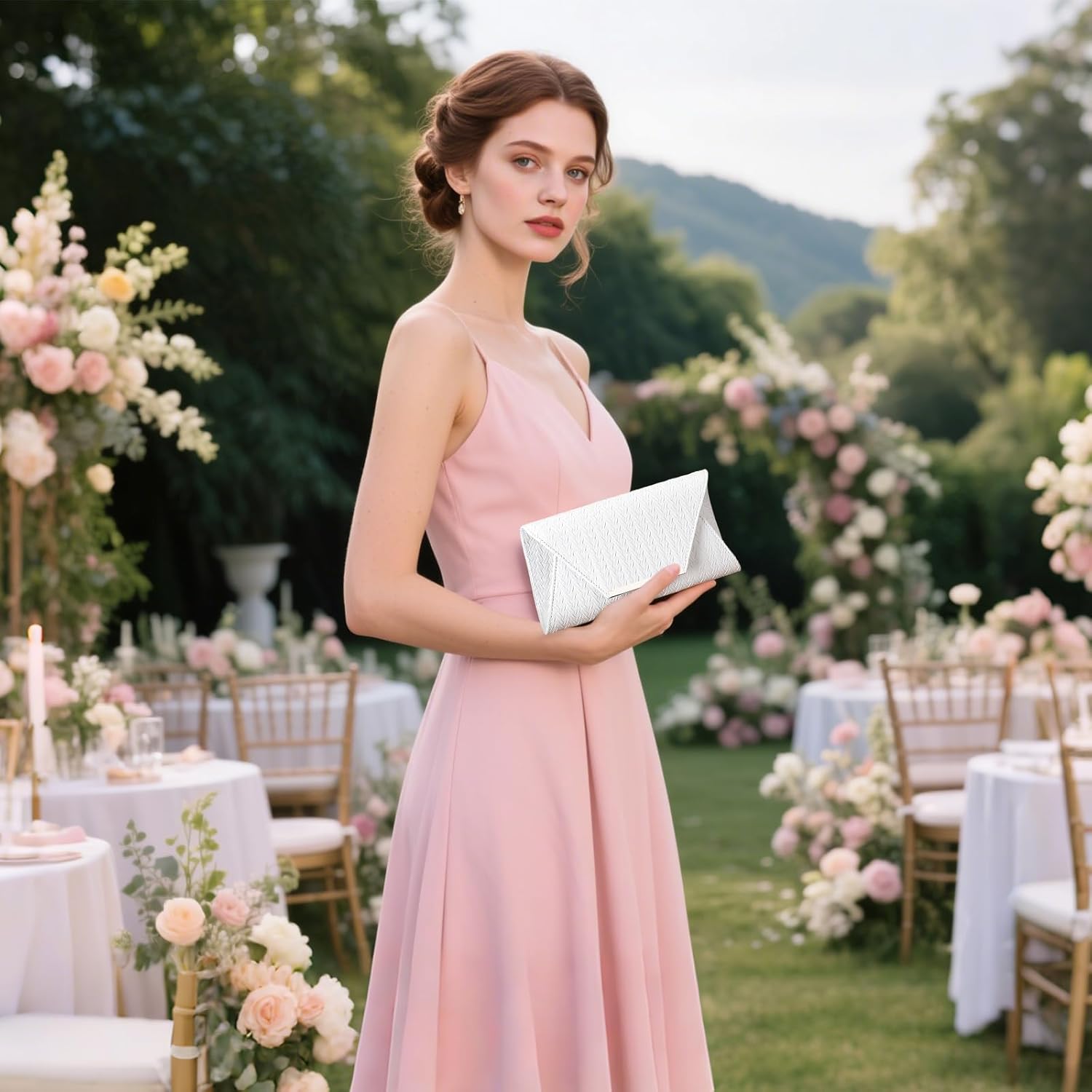 Detalle 2 de BAIGIO Sac de Soirée Élégant en Cuir PU – Pochette polyvalente pour Mariage et Fête