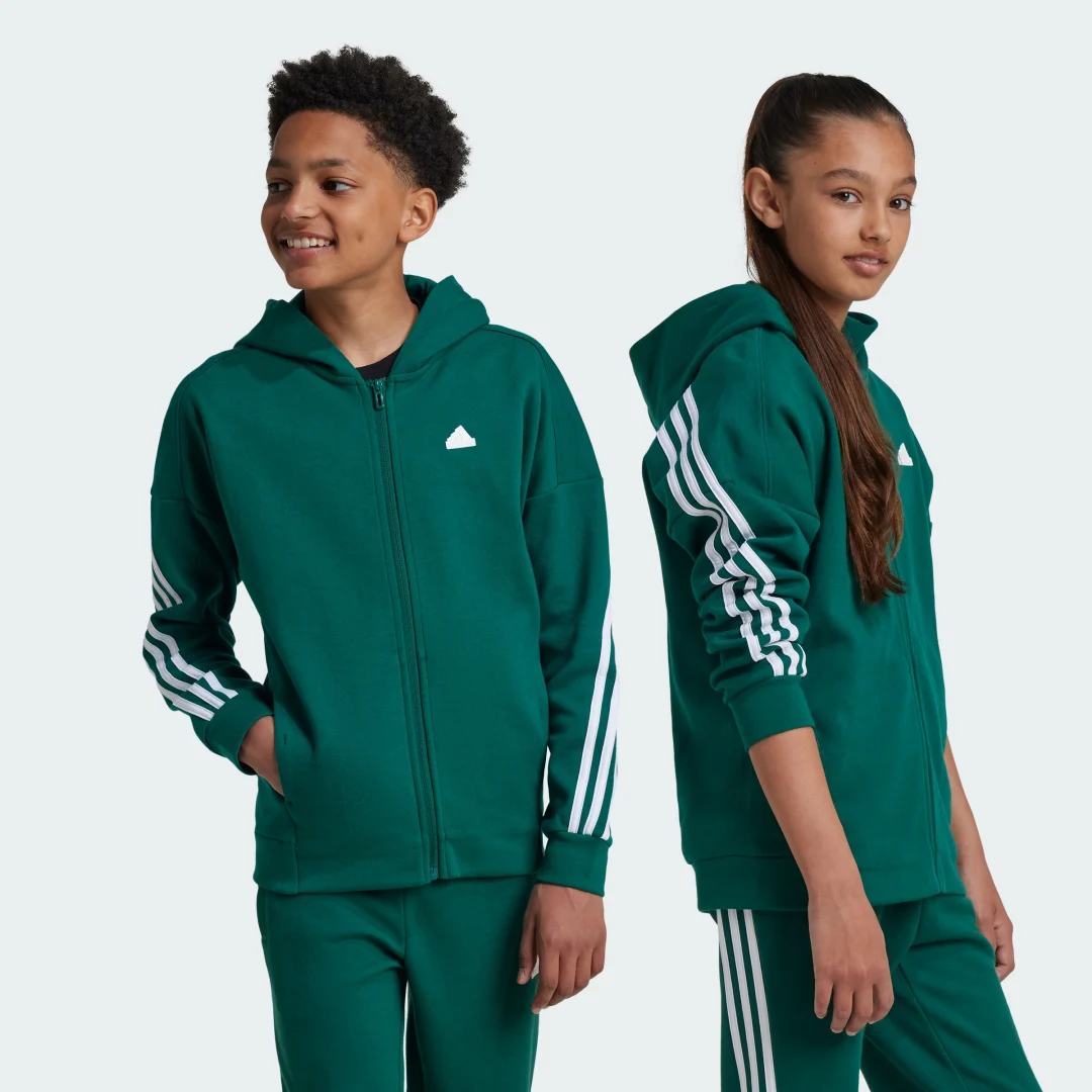 Detalle de Chaqueta con capucha Future Icons 3 bandas de Adidas – verde