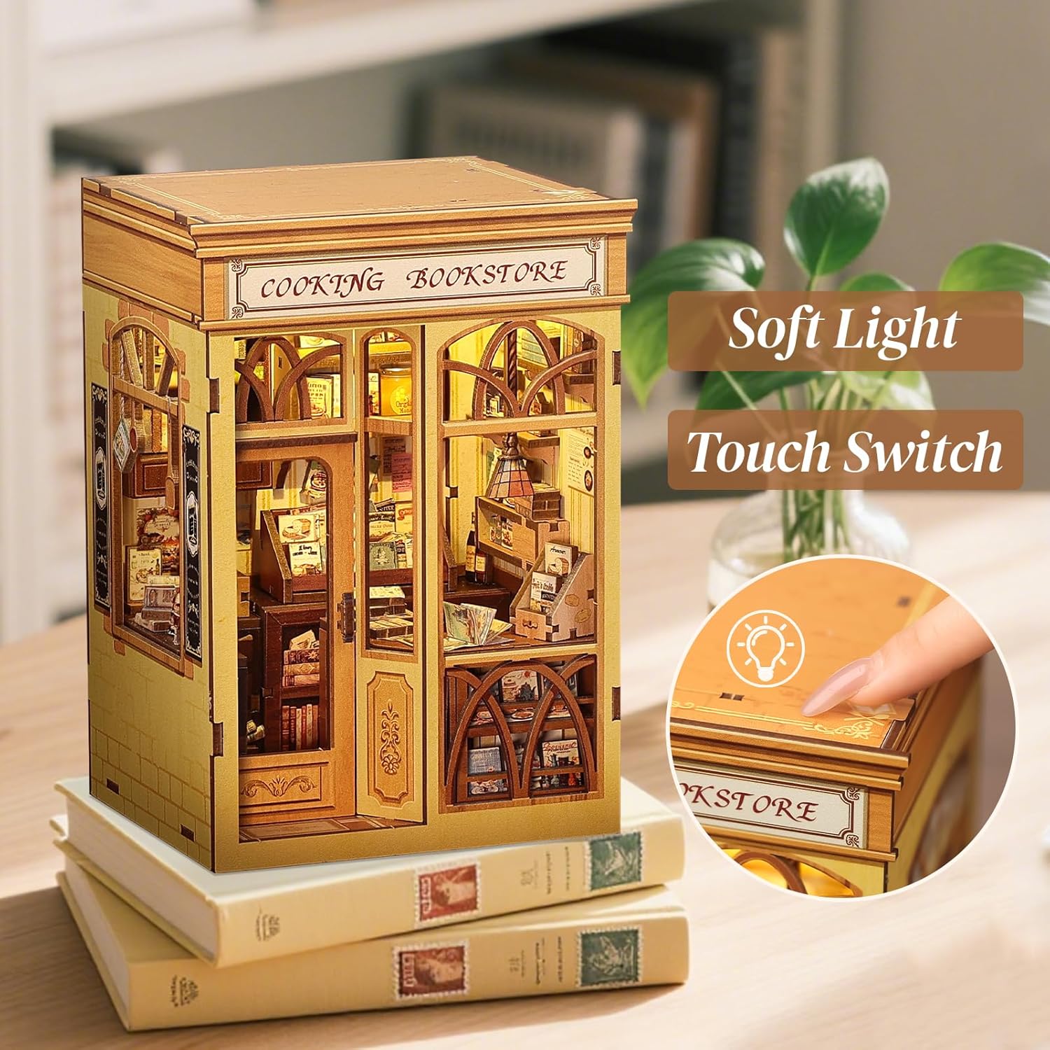 Detalle de CUTEBEE Book Nook Kit 3D con luces LED