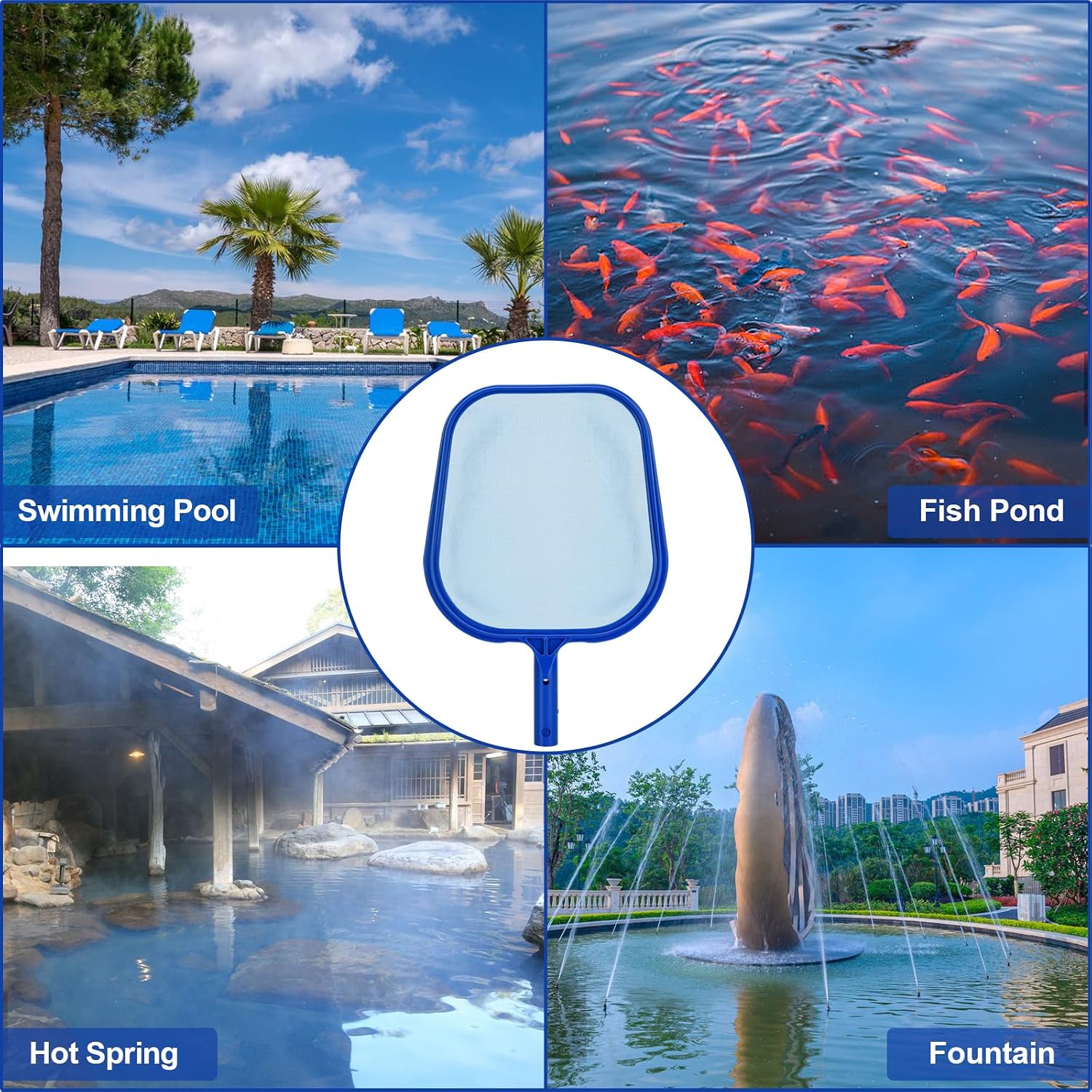 Detalle 1 de SENTAIMAO Pool Nets with Adjustable Aluminium Telescopic Pole (Blue) – 30cm leaf & insect skimmer