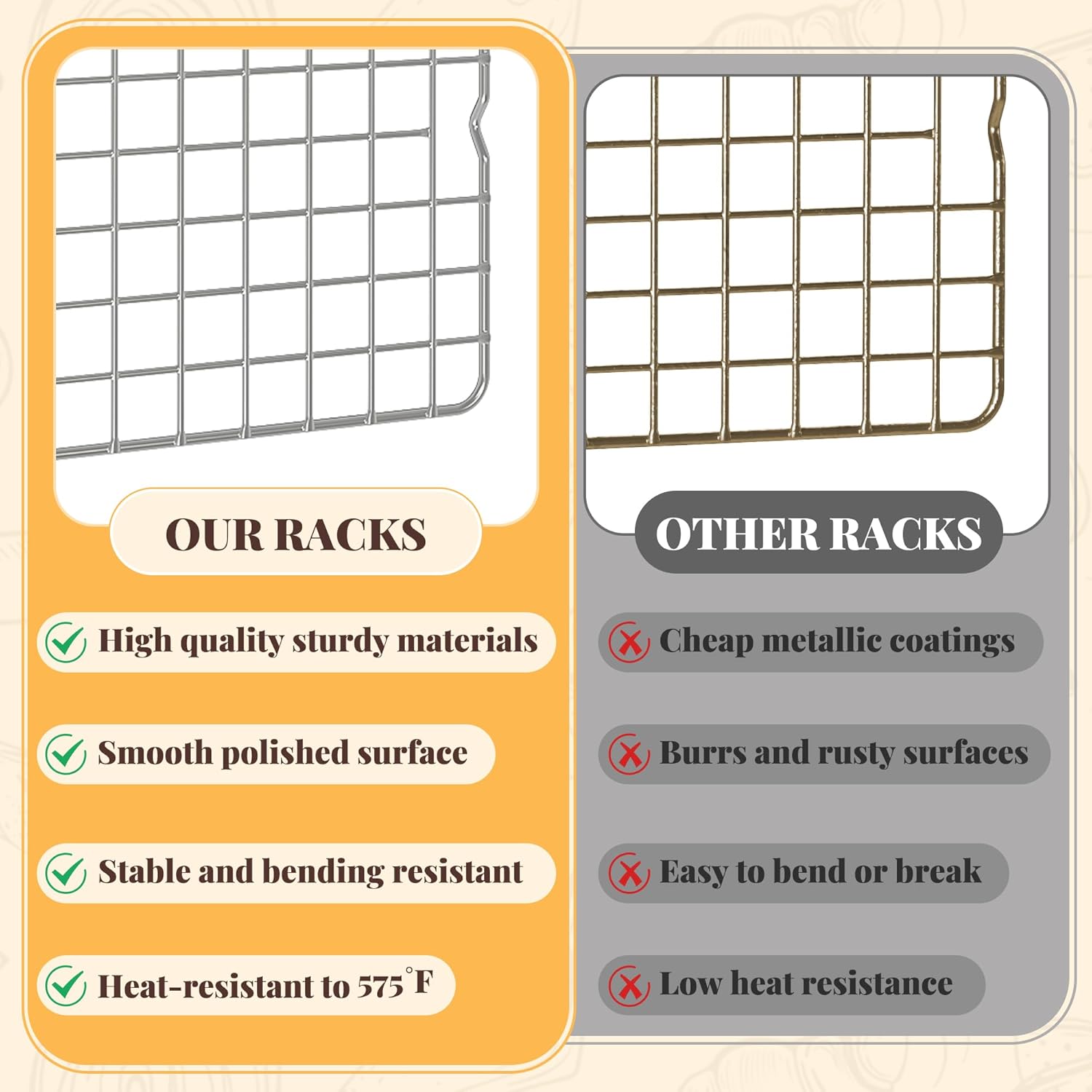 Thumbnail 6 de Cooling Racks for Cooking and Baking (2-Pack) 10" x 15" Stainless Steel Wire Racks